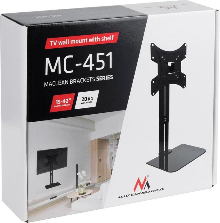 Produktbild Maclean Wandhalterung für TV mit Regal (Wand, 42", 20 kg)