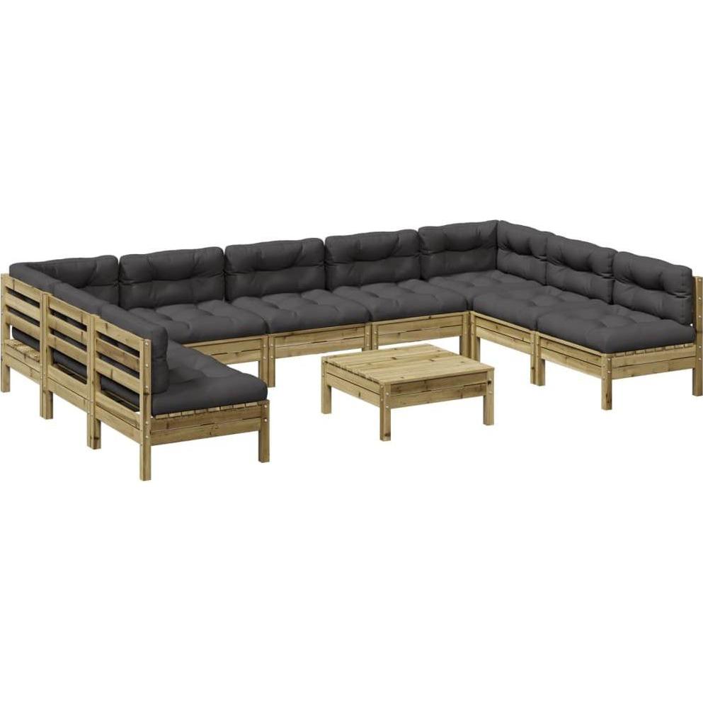 VidaXL, Gartenlounge, Gartenmöbel Sofa Garnitur Lounge Sitzgruppe 10-tlg. Kiefer Imprägniert
