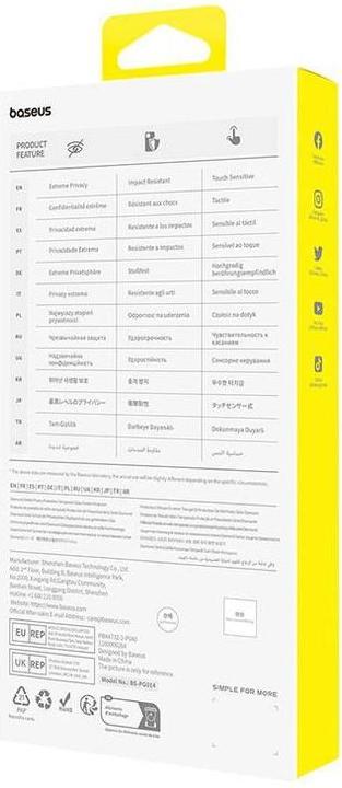 Immagine prodotto Baseus Protezione della privacy Vetro temperato diamante iPhone 15 Pro Max (1 Pezzo/i, Apple iPhone 15 Pro Max)