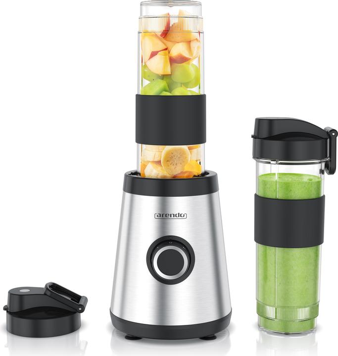 Arendo Standmixer und Smoothiemaker, inkl. 2x To Go Becher 570ml, Edelstahl Klingen 500 W Motor, Edelstahl (500 W)