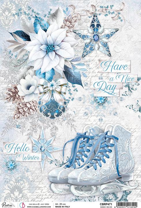 Actual product image Ciao Bella Motif straw floss "Elecance of Blue - Dance of Ice", DIN A4 (28 g/m², 1x)