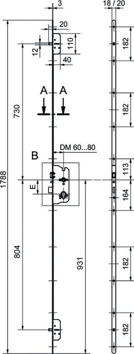 Produktbild Glutz Mehrfachverriegelungen MINT SV 18945 Panik E (Einsteckschloss)