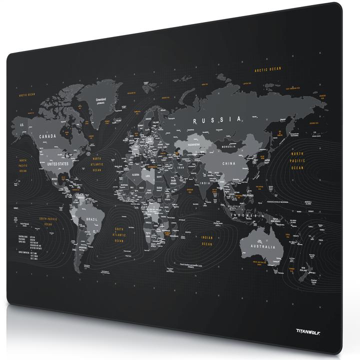 Actual product image Titanwolf Gaming mouse pad, XXXL speed mouse mat, mouse pad 1200 x 800 mm, speed & precision, world map (XXL)