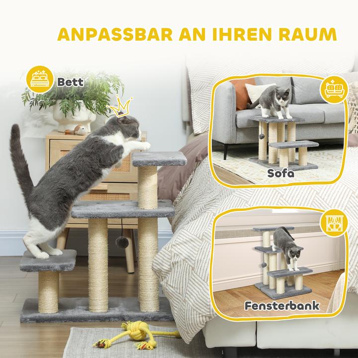 Actual product image PawHut Hundetreppe Spanplatte, Polyester Grau (Cat, Dog)