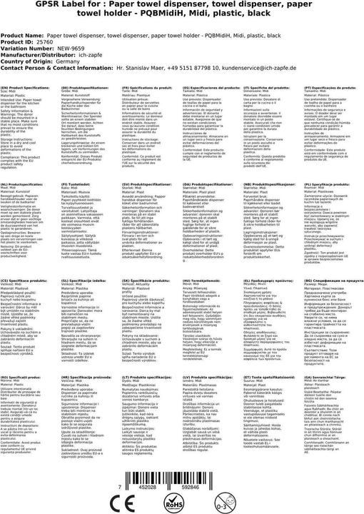 Immagine prodotto Ich-zapfe Distributore di asciugamani di carta, dispenser di asciugamani, porta asciugamani di carta -