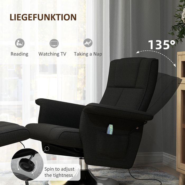 Actual product image Swisshandel24 Massagesessel mit Fusshocker, elektrischer Relaxsessel mit Liegefunktion Schwarz