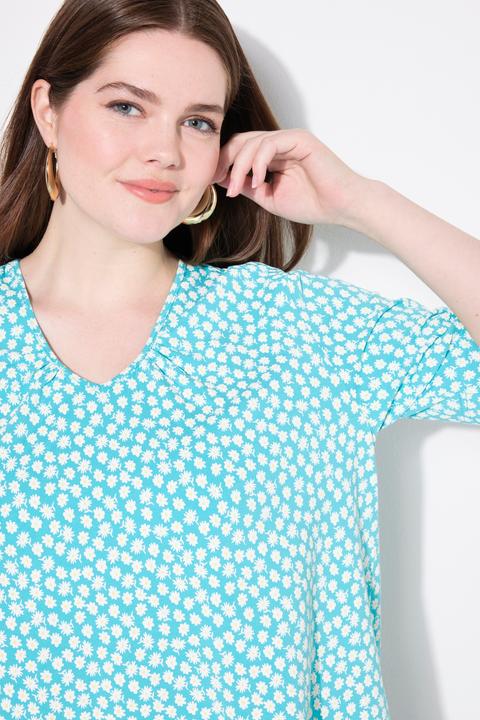 Immagine prodotto Ulla Popken T-shirt dal taglio svasato con pieghe decorative, scollo a V e mezze maniche (62)