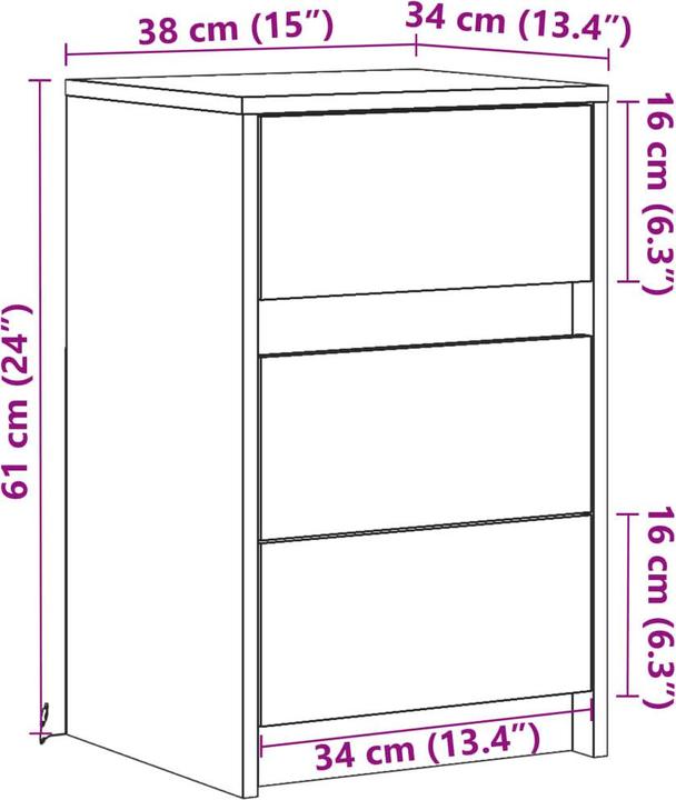 Image du produit vidaXL Nachttisch (38 x 34 x 61 cm)