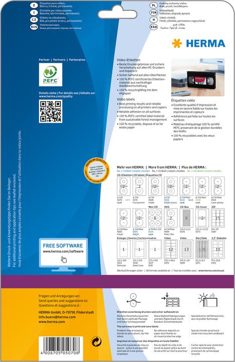Produktbild HERMA Video Etiketten A4