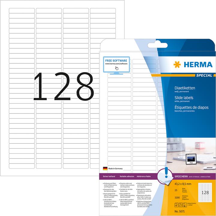 Actual product image HERMA Slide labels A4