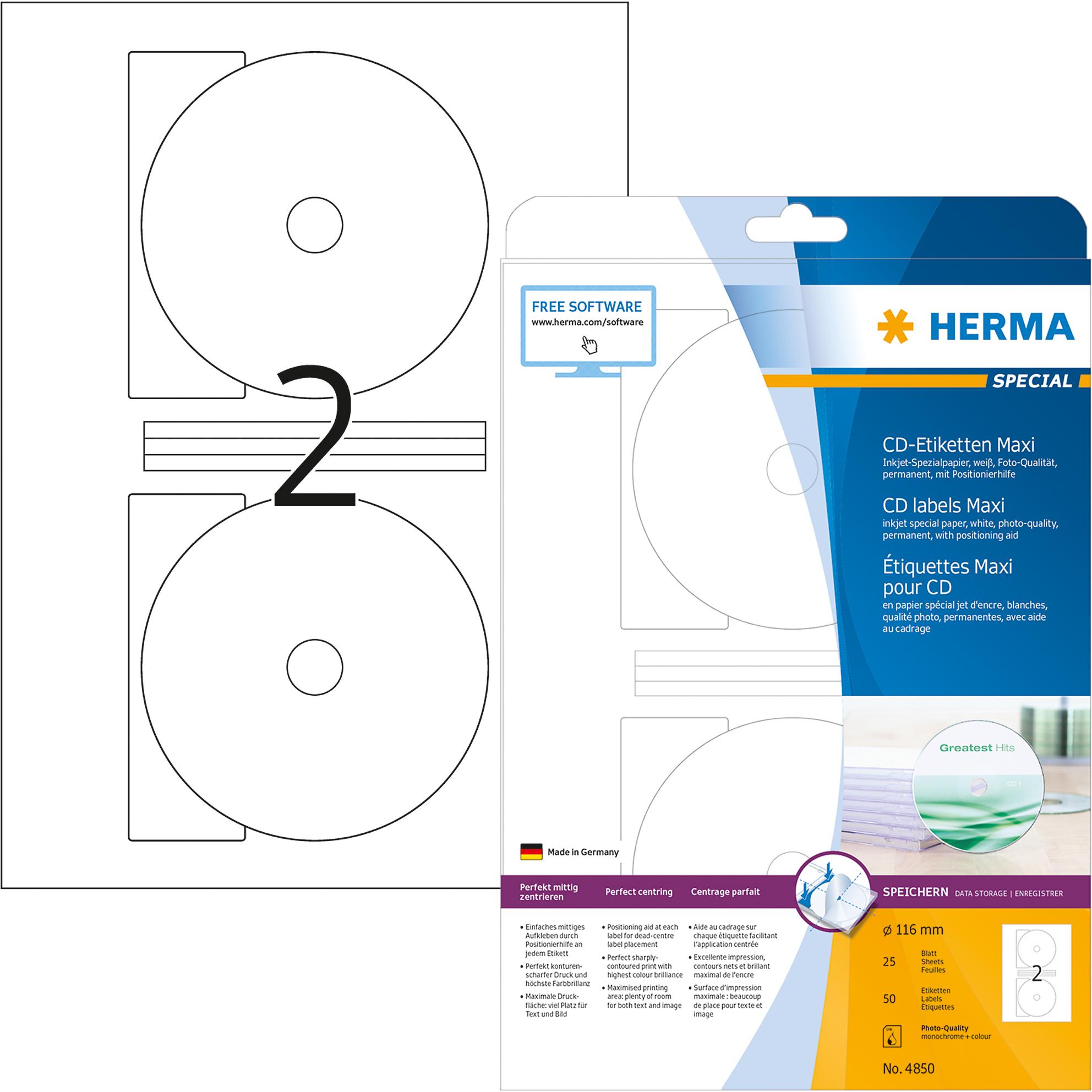 Herma, Etiketten, Special Etiketten CD Inkjet