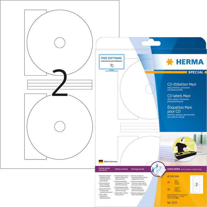 Actual product image HERMA CD labels A4