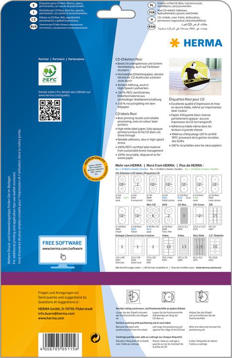 Actual product image HERMA CD labels A4