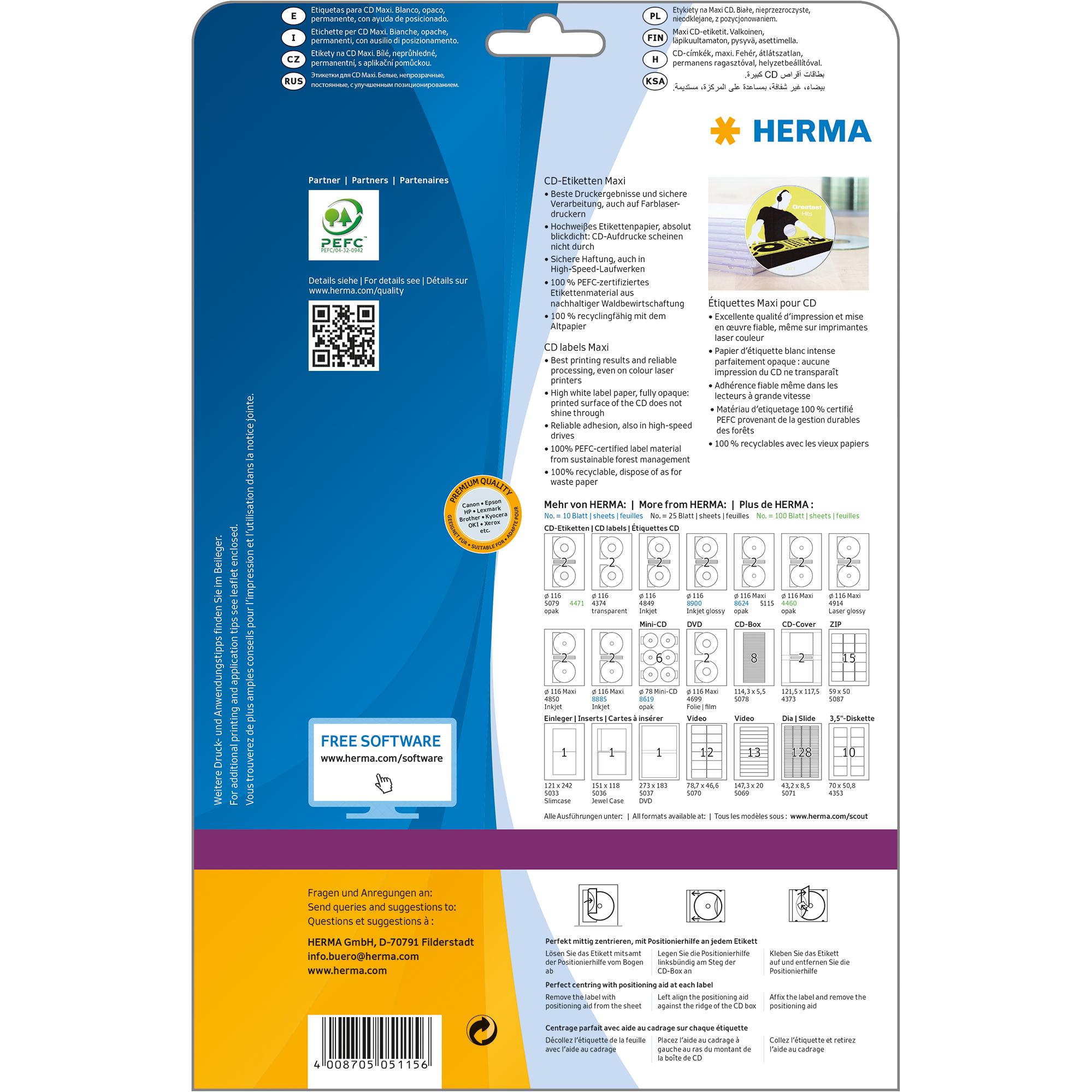 Thumbnail - Herma, Etiketten, Special Etiketten CD/DVD, hochweiss