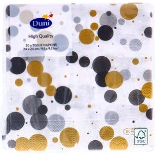 Duni, Tovaglioli, Tovaglioli neri Festive Bubbles, 24x24 cm (24x24 cm)
