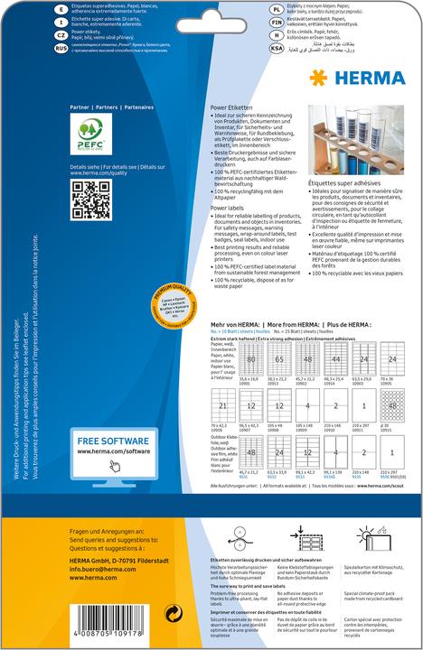 Actual product image Herma Power labels A4