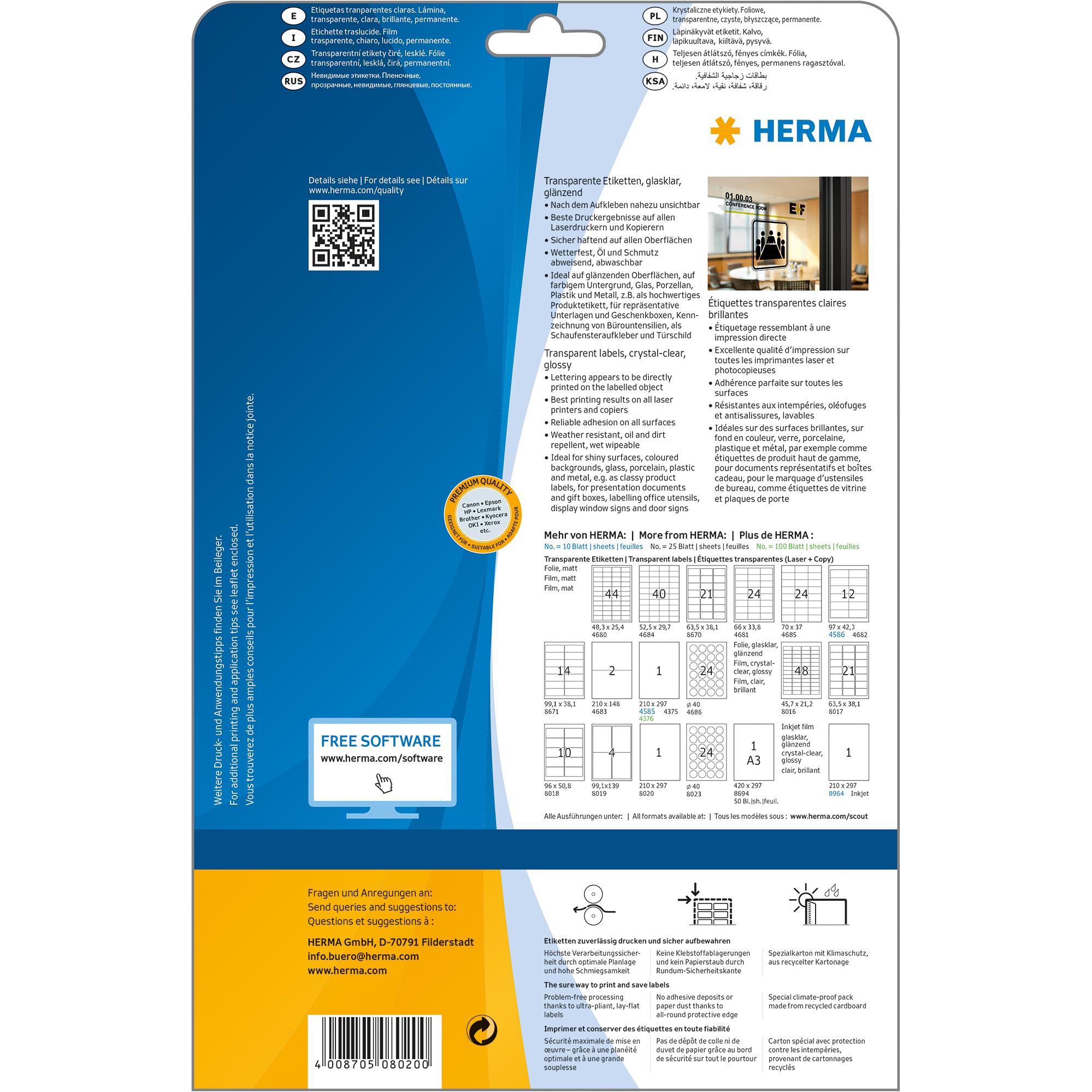 Thumbnail - Herma, Etiketten, Transparente Etiketten