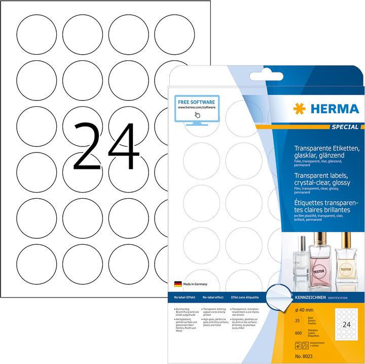 Produktbild HERMA Transparente Etiketten A4
