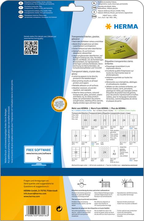 Actual product image HERMA Transparent labels A4