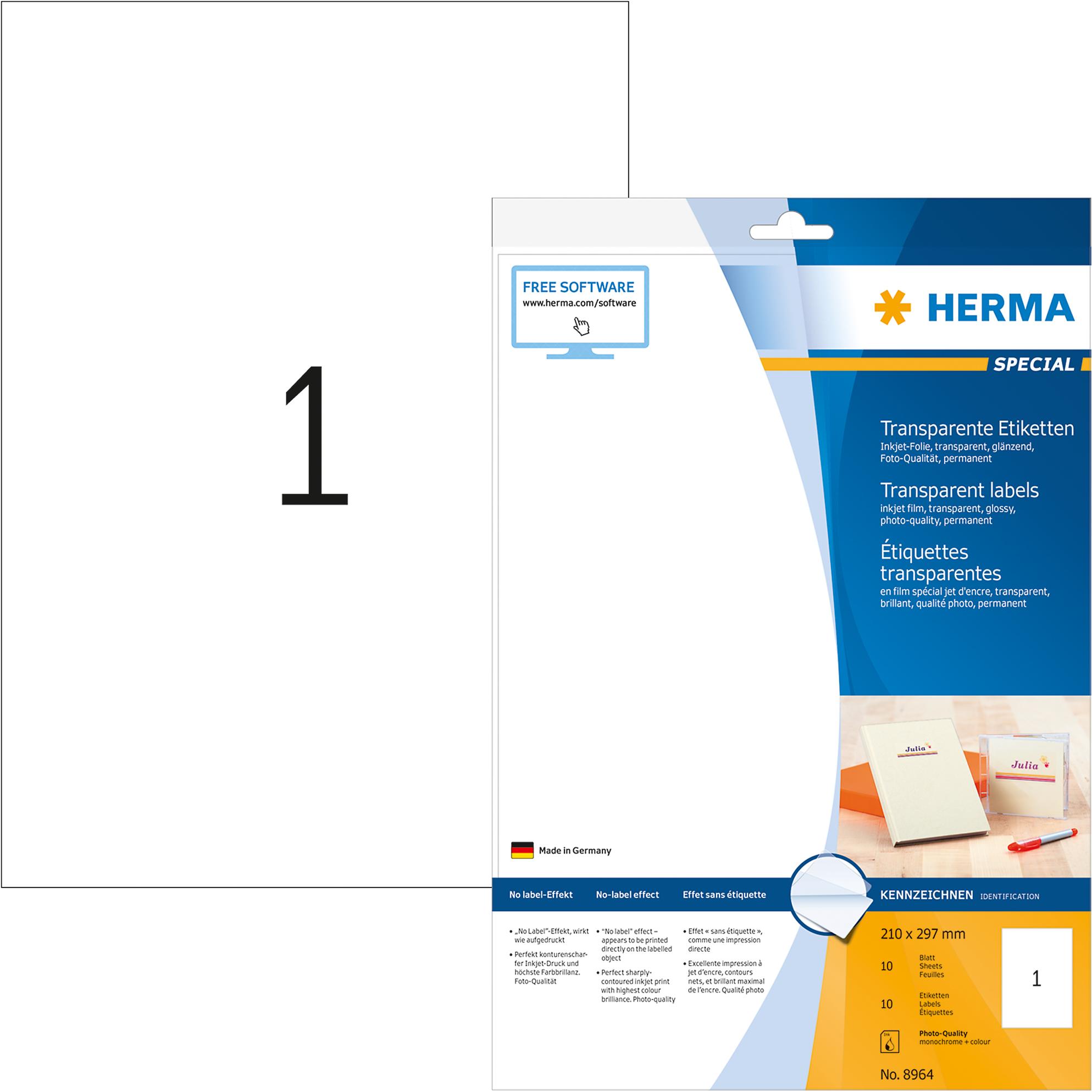 Herma, Etiketten, Special Inkjet-Etiketten transparent