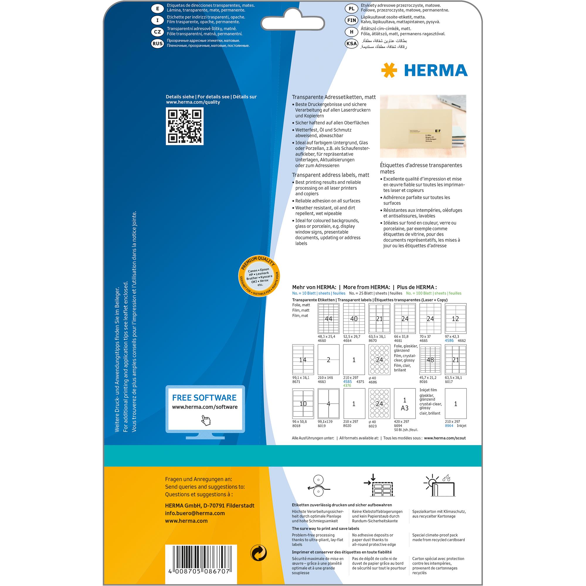 Thumbnail - Herma, Etiketten, Special Etiketten transparent, matt