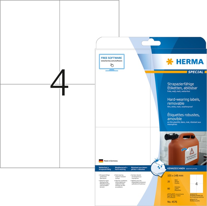 Immagine prodotto Herma Etichette per spedizioni resistenti alle intemperie A4 rimovibili