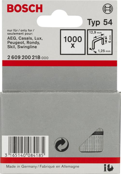 Produktbild Bosch Professional Zubehör Flachdrahtklammer Typ 54, 12,9 x 1,25 x 6 mm