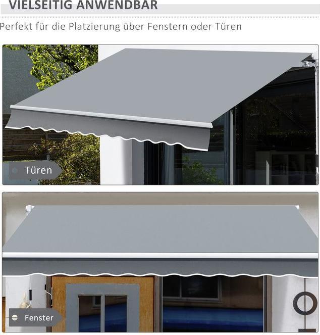 Immagine prodotto Swisshandel24 tenda da sole manuale a bracci pieghevoli per balcone 4m con manovella protezione solare montaggio (2.45 m)