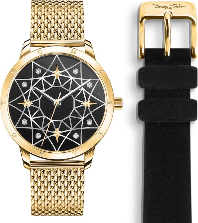 Produktbild Thomas Sabo Damenuhr Spirit Cosmos Sternenhimmel gold (Analoguhr, 33 mm)