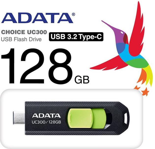 Image du produit Adata USB 128GB UC300 bkgn 3.2 Interface USB Type C USB 3.2 Gen 1 (128 Go, USB-C)