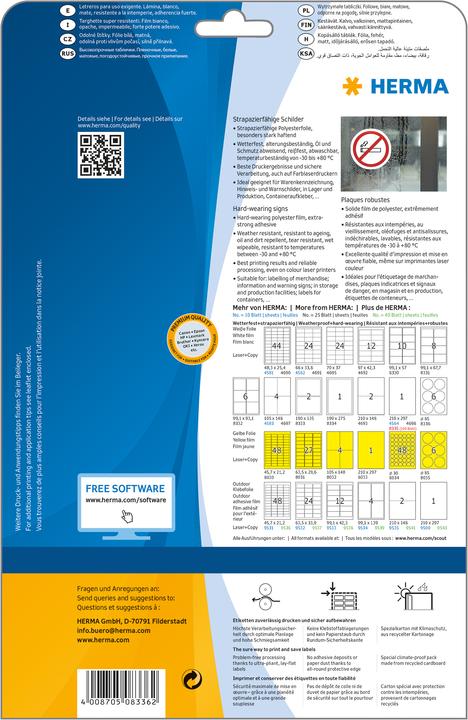 Produktbild HERMA Wetterfeste Etiketten A4