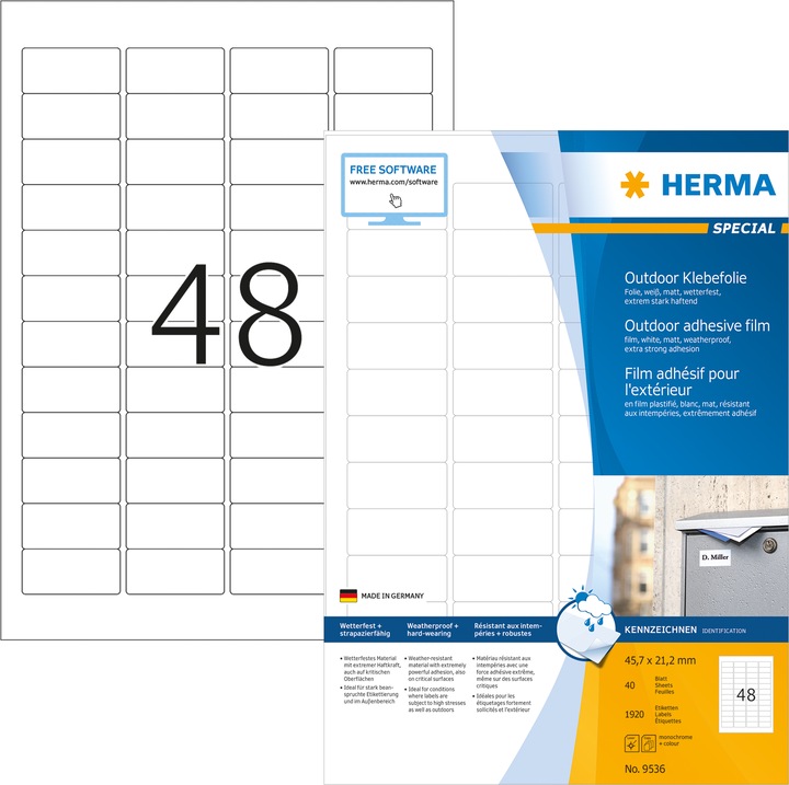 Actual product image Herma Weatherproof labels A4