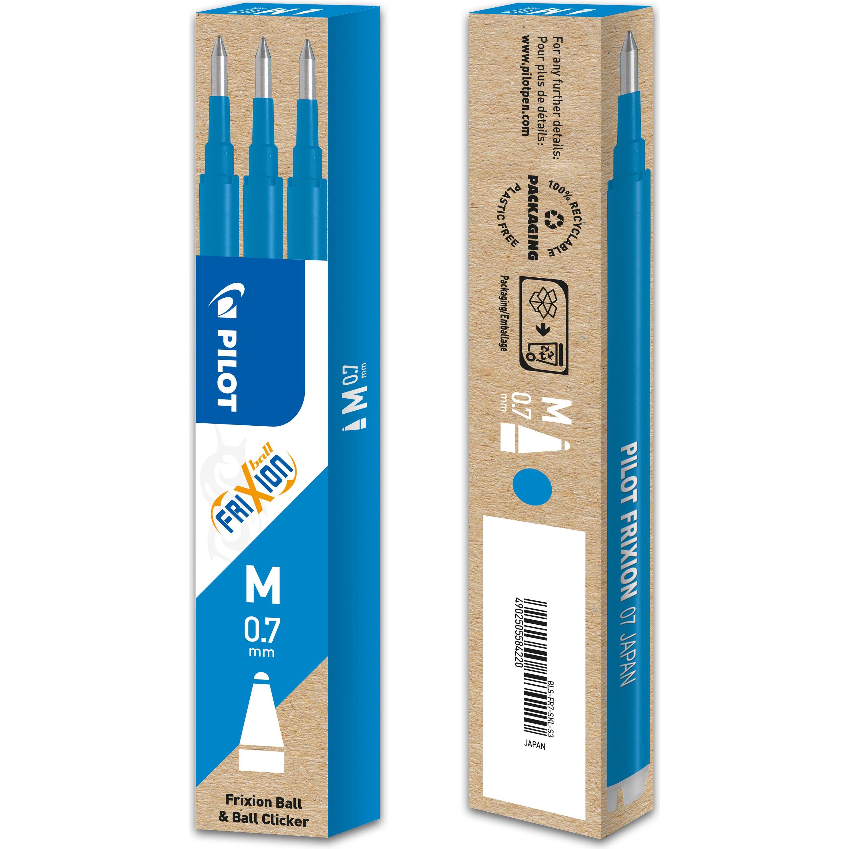 Pilot, Cartucce di ricambio, FriXion Ricarica Set di 3 pezzi blu cielo (3 pz., 0.70 mm)