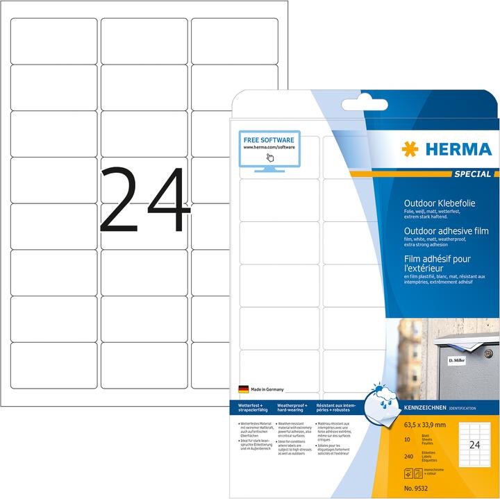 Productafbeelding HERMA Weerbestendige adresetiketten A4