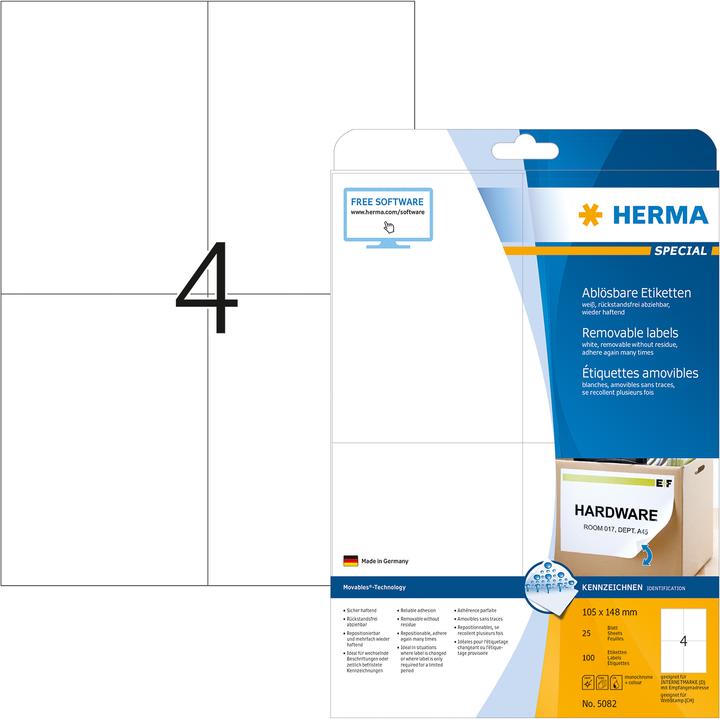 Produktbild HERMA Ablösbare Versandetiketten A4