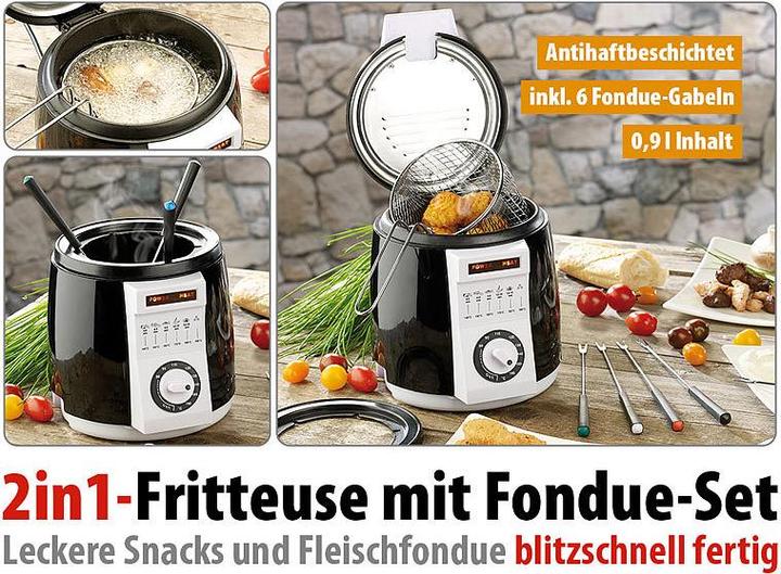 Produktbild Rosenstein & Söhne Kompakte Tisch-Fritteuse mit Fondue-Set