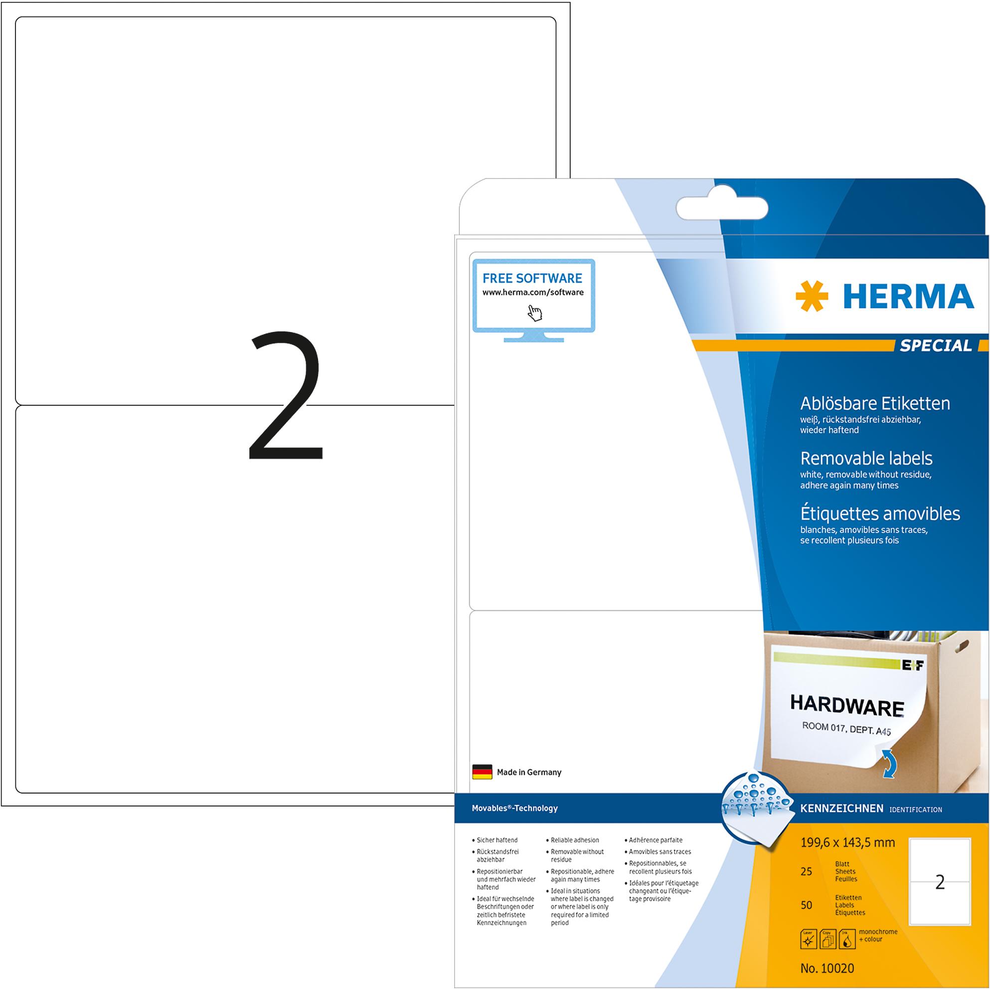 Herma, Etiketten, Special ablösbare Etiketten (Movables-Technology)