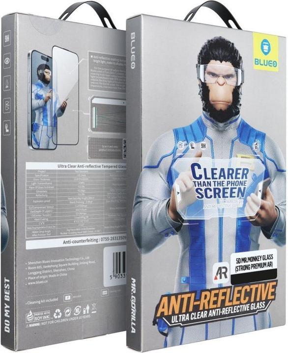 Actual product image Blueo Protective glass 5D Mr. Monkey Glass - Apple iPhone 17 Pro black (Strong Premium AR) (Apple iPhone 17 Pro)
