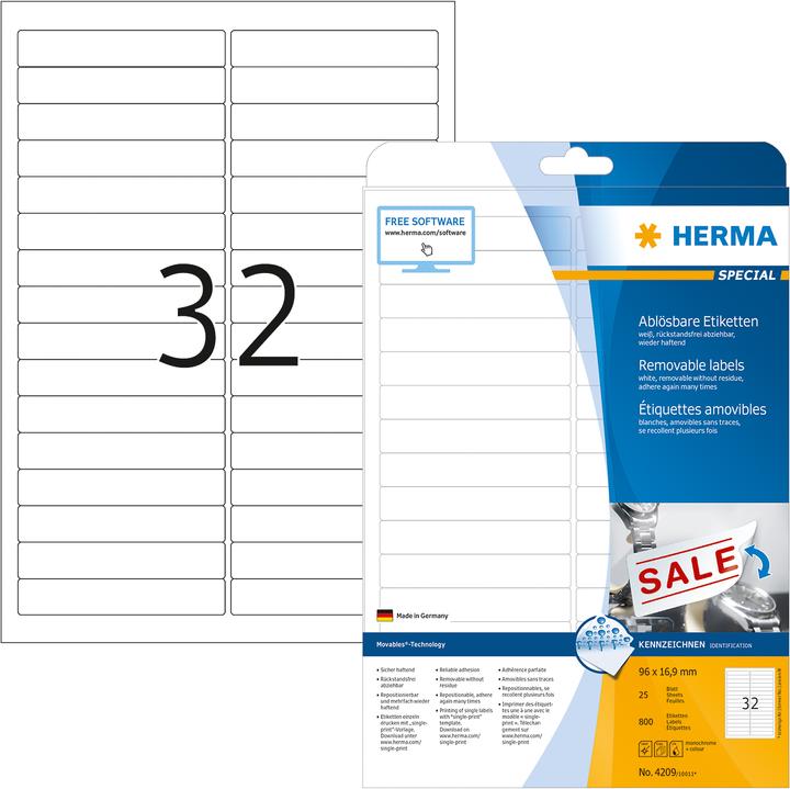 Actual product image HERMA A4 removable labels