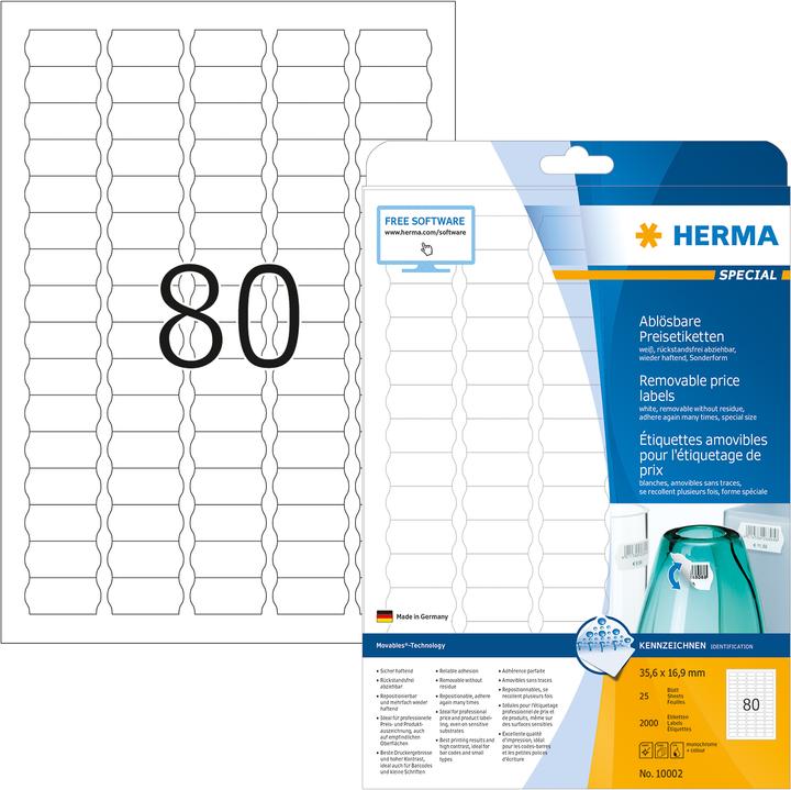 Actual product image HERMA Removable price labels A4