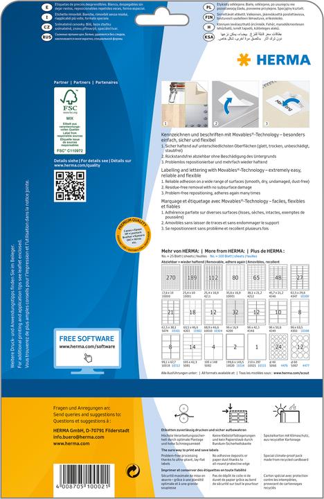 Actual product image HERMA Removable price labels A4