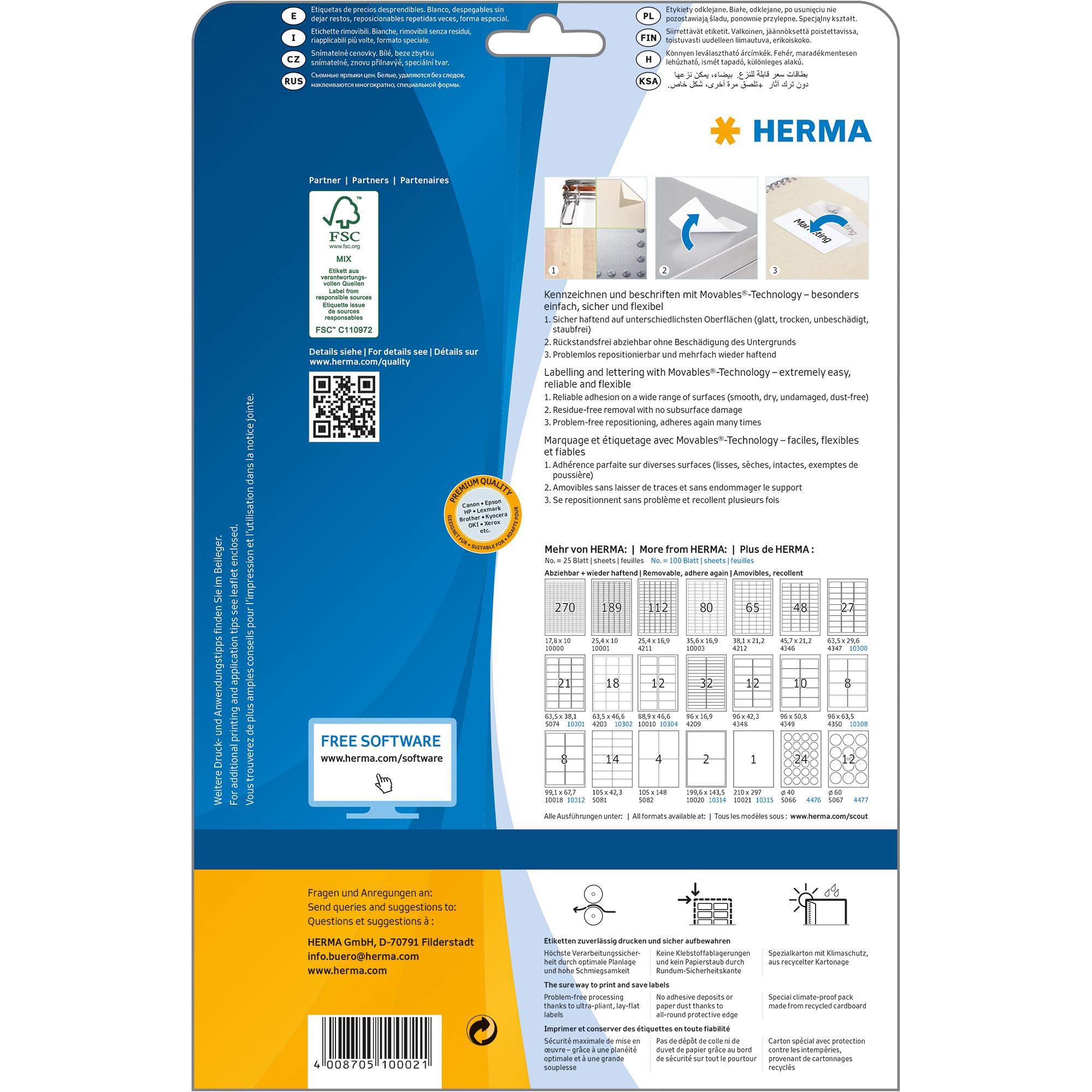 Thumbnail - Herma, Etiketten, Special ablösbare Etiketten (Movables-Technology)