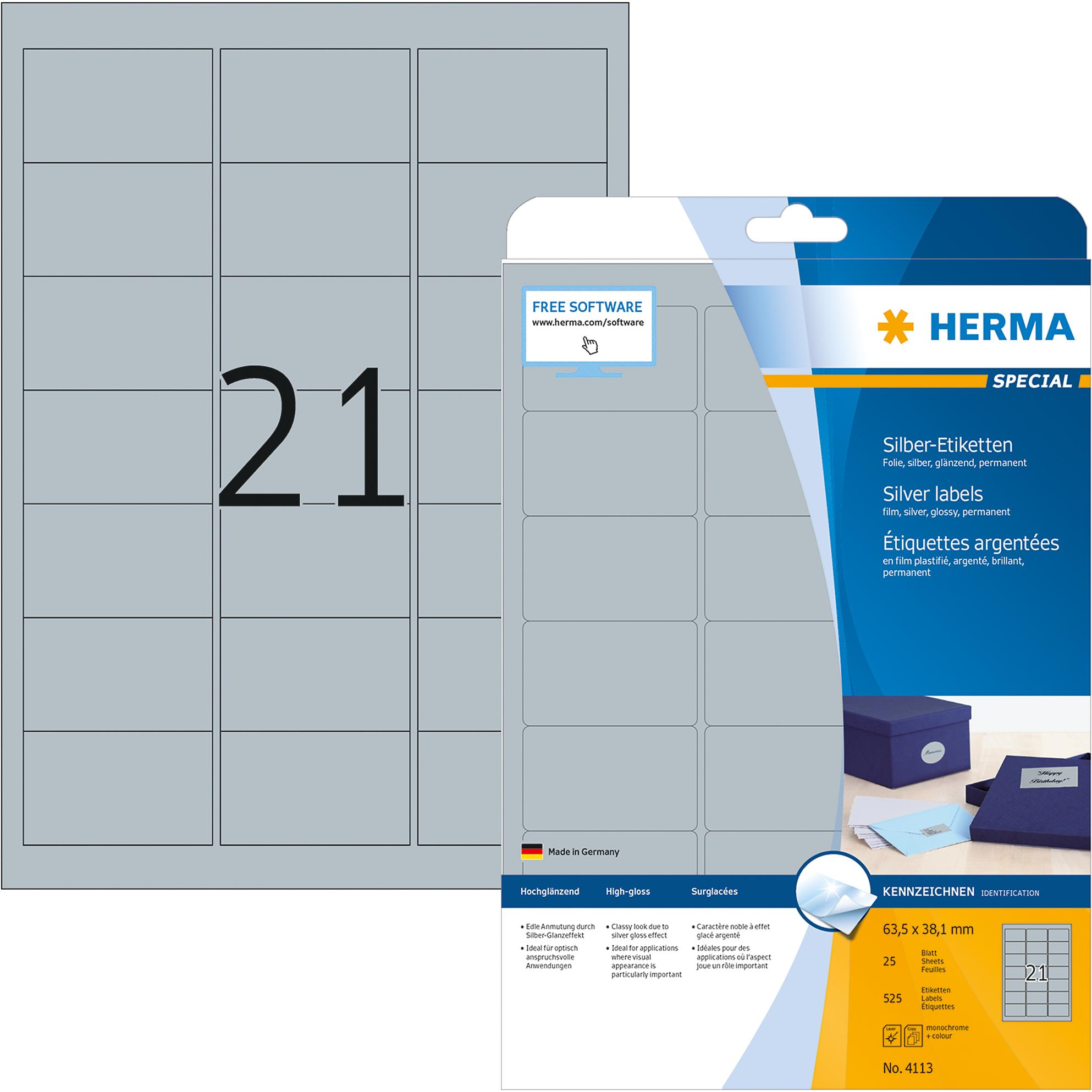 Herma, Etiketten, Special Etiketten silber dekorativ