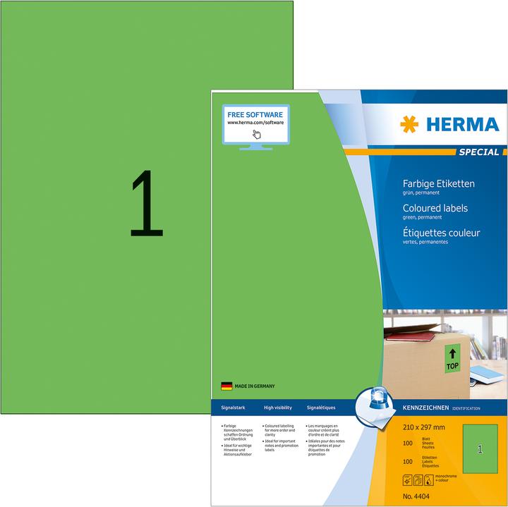 Produktbild HERMA Farbige Etiketten A4