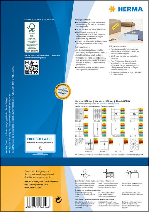 Produktbild HERMA Farbige Etiketten A4