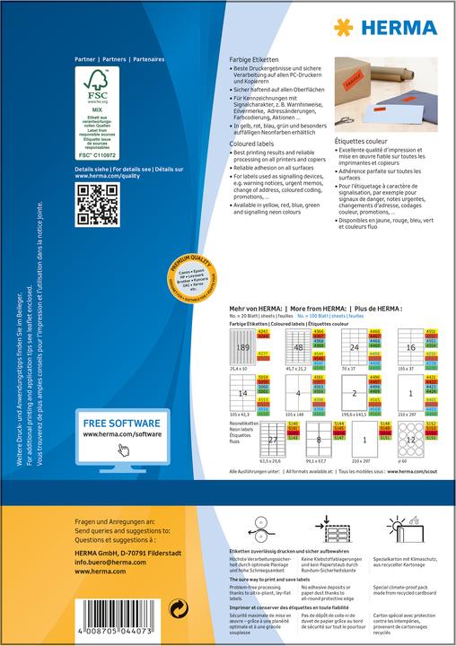 Produktbild HERMA Farbige Etiketten A4