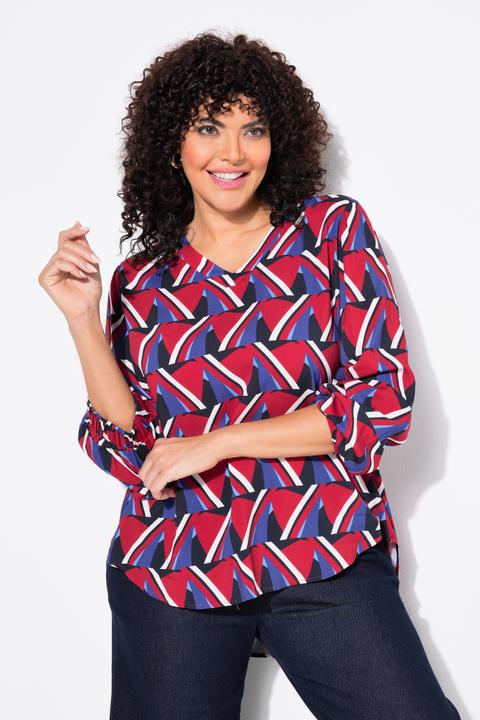 Image du produit Ulla Popken Blouse imprimé graphique, décolleté en V et manches 3/4 (58)