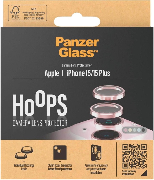 Produktbild PanzerGlass Hoops Camera Lens Protector (1 Stück, Apple iPhone 15, Apple iPhone 15 Plus)
