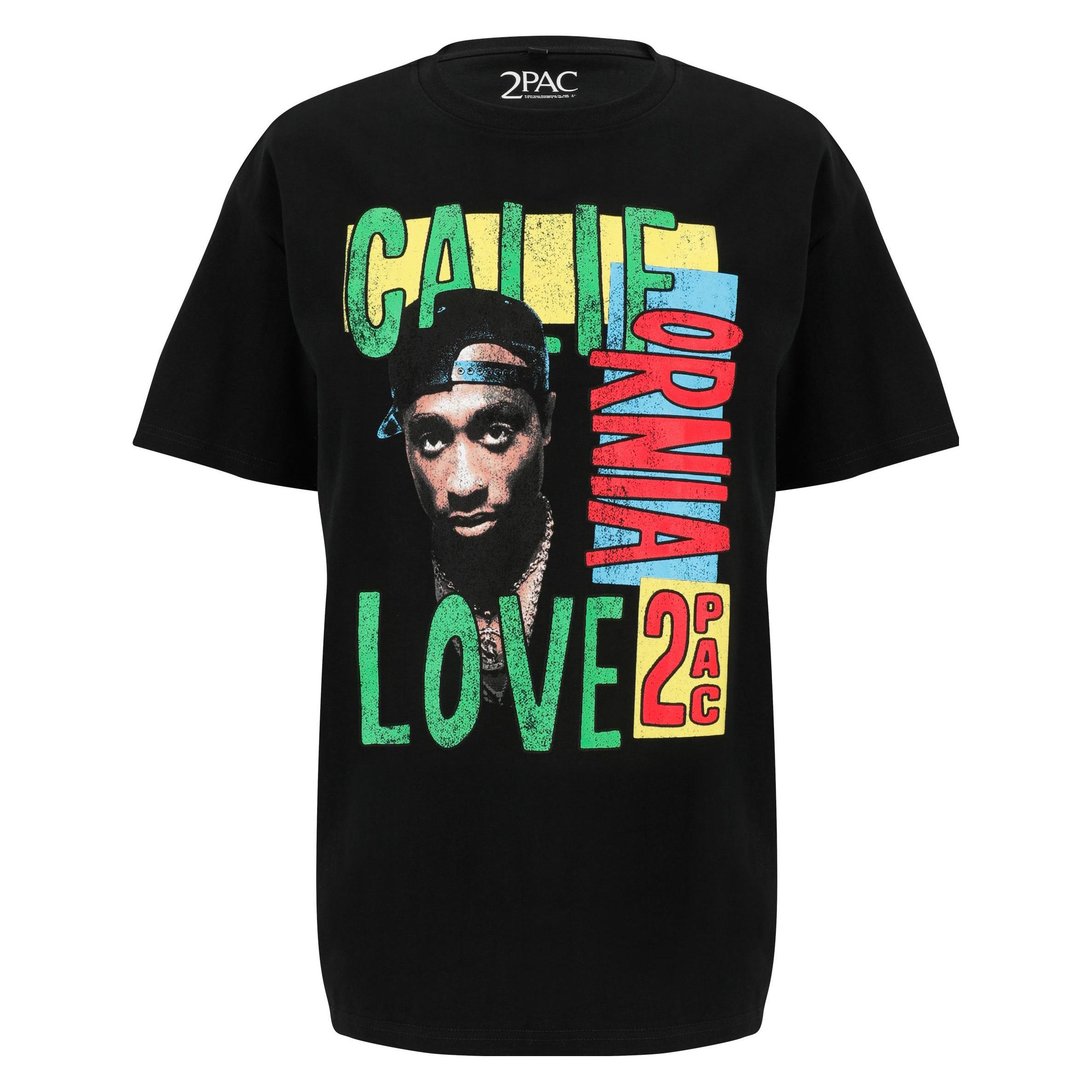 Mt, Herren, Shirts, Tupac California Love Retro Oversize Tee, Schwarz, (Xs)