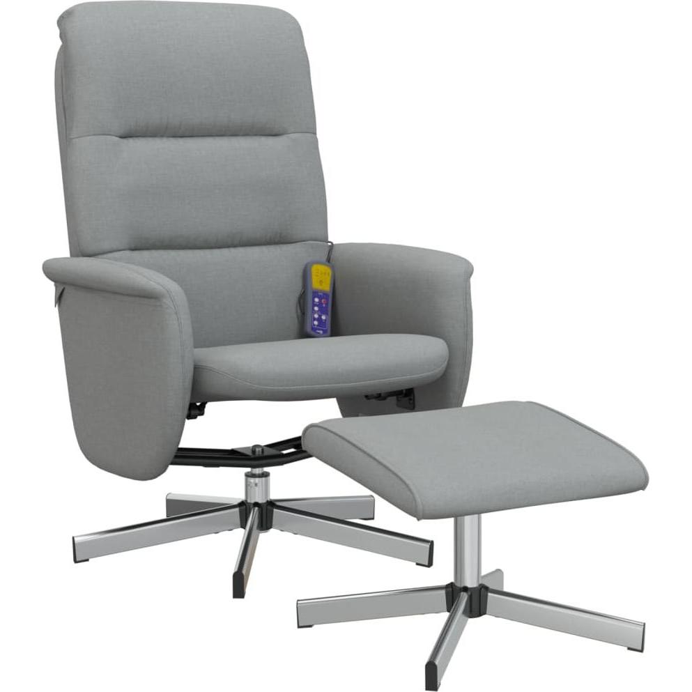 VidaXL, Massageliege + Massagesessel, Massagesessel mit Fusshocker Hellgrau Stoff,Farbe
